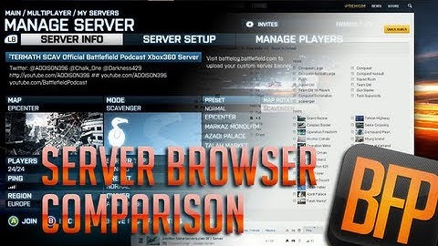 BF3 Server Browser Comparison - Consoles vs PC
