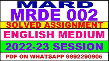 mrde 2 (MARD) solved assignment 2022-23 | mrde 2 solved assignment in english 2022-23 | mrde 2 2023
