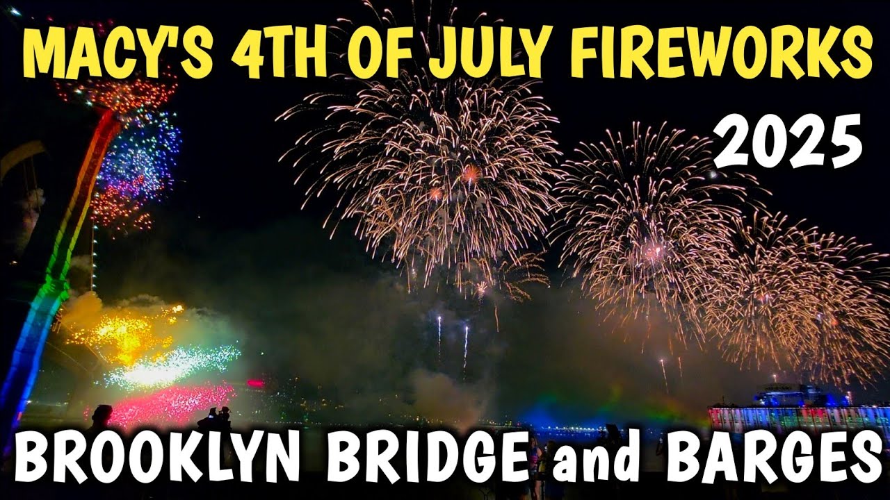 🎆 Macy's 4th of July FIREWORKS (Brooklyn Bridge and all Barges, Manhattan NYC) 🎇