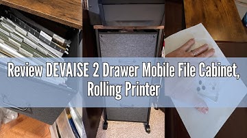 Review DEVAISE 2 Drawer Mobile File Cabinet, Rolling Printer Stand with Open Storage Shelf, Fabric V
