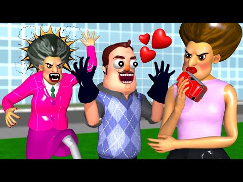 Miss T and Hello Neighbor with Ice Cream 3 + More Scary Teacher 3D Coffin Dance Compilation