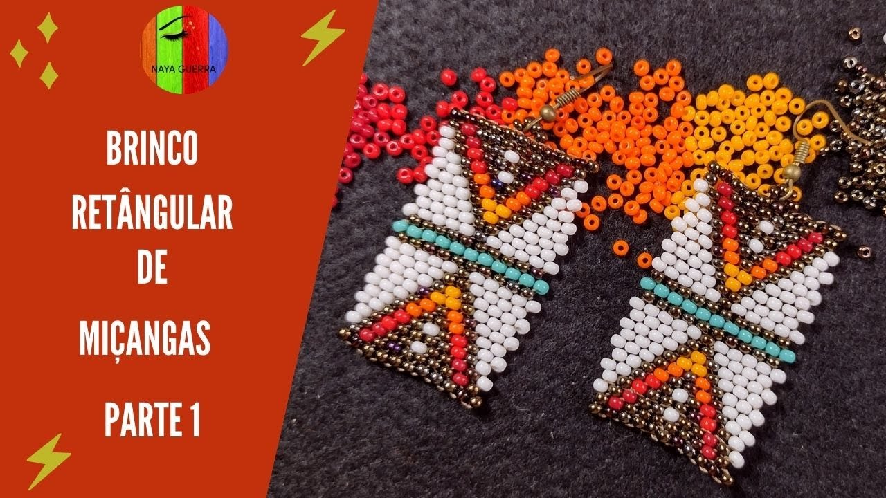 Brinco retangular de miçangas - passo à passo