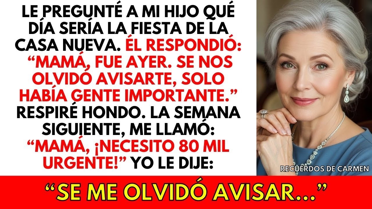 Mi hijo hizo una fiesta y dijo: “Olvidé invitarte, solo había gente importante”. Una semana después…