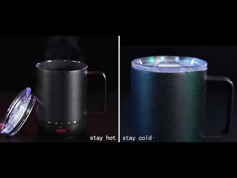 VSITOO S3 Pro Temperature Control Smart Mug with Lid, Coffee Mug Warmer  with Mug for Desk Home Office, App Controlled Heated Coffee Cup, Self  Heating Coffee Mug 14 oz, Electric Mug 