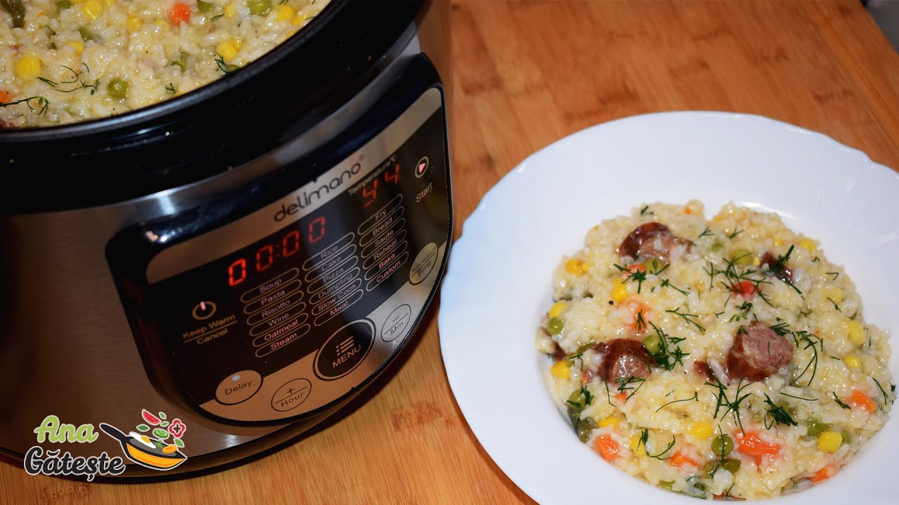 Orez cu legume şi cârnaţi la Multicookerul Delimano 18 în 1, cu
