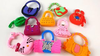 DIY How To Make Polymer Clay Miniature Clay Bags Set | Mini Bags Collection | Dollhouse Bags