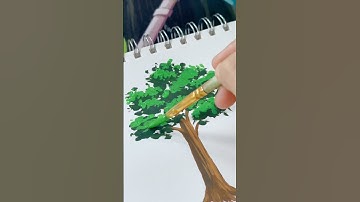 Cách đơn giản để vẽ cái cây đơn giản🤭🌱🌿🍀🌳🌸 #art #drawing #painting #landscape #vetuoithoart