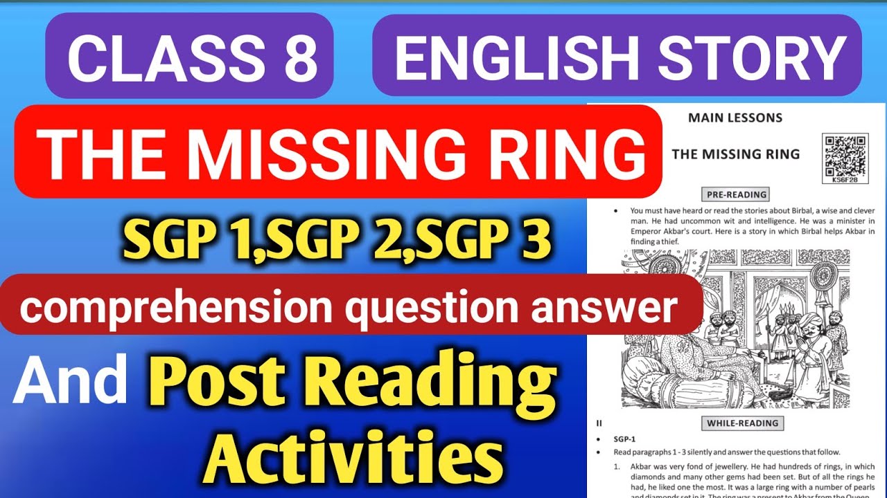 Class 8 English story the missing ring question answer || 8th class ...