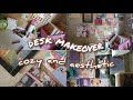 Desk makeover💗minimalist setup, aesthetic desk organization|Handmade materials🌷|