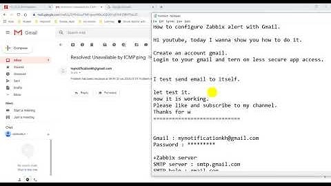 How to configure Zabbix alert with Gmail