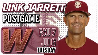 FSU Baseball | FSU coach Link Jarrett on 7-6 extra inning win over Jacksonville | Warchant TV #FSU