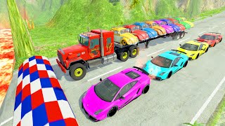HT Gameplay Crash # 16 | Big Trucks and Cars vs Massive Speed Bumps vs Giant Pit Lava Potholes screenshot 5