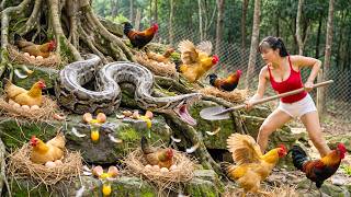 Harvesting Roosters for Market | Discovering a Giant Python Hidden Inside the Chicken Coop