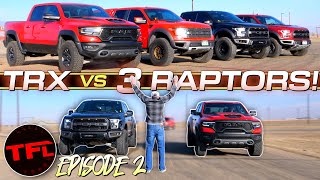 Can Tuned & SUPERCHARGED Raptors On Race Fuel Kill the TRX in a Drag Race? Run What You Brung Ep. 2