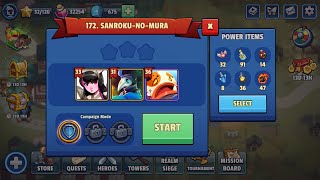 Realm Defense - World 6 | Level 172 (SANROKU NO MURA) | Campaign Mode | 3 Stars | No Spells screenshot 2
