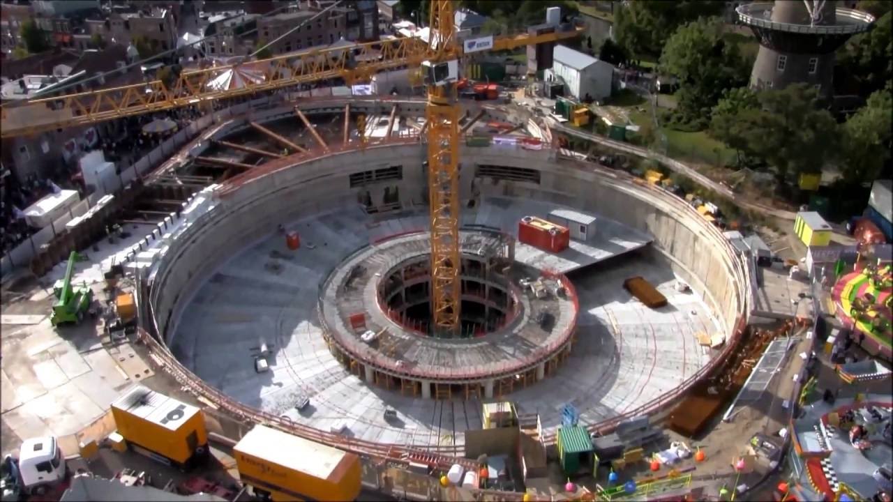 aanleg parkeergarage Lammermarkt Leiden vanuit reuzenrad 2 oktober 2015 - 3 oktober 2016