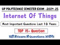 Internet Of Things ( IOT) Most Important Questions 2024 | Bteup 5th Semester CS IT | @StudylokClasses