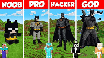 Batman Statue Build Battle Challenge - Noob vs Pro vs Hacker vs God - Minecraft Animation