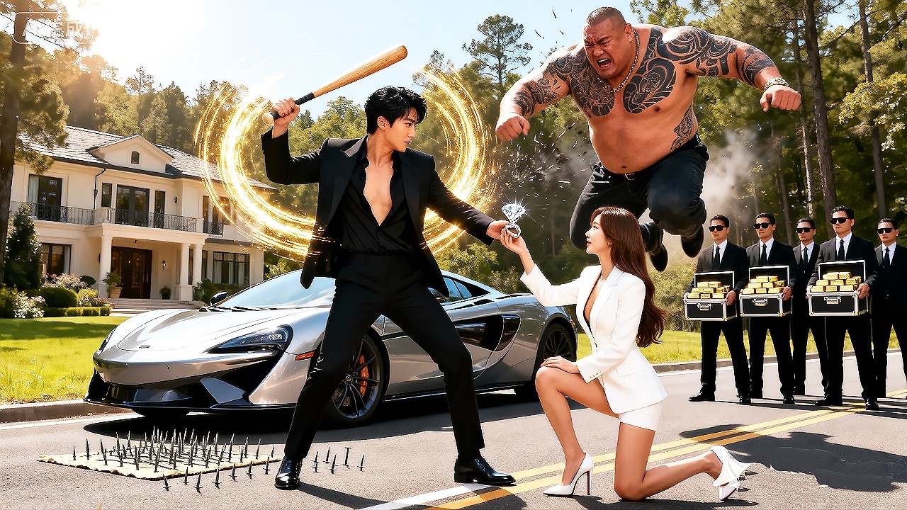 黑幫撒釘挑釁，窮小子一棒卸腿！首富衝來下跪，小夥身份曝光全場傻眼