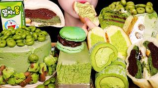 ASMR MUKBANG｜MATCHA CHOCOLATE PARTY *CAKE, CHOCOLATE, CREAM, BREAD, MACARON 말차 초콜릿 파티 먹방
