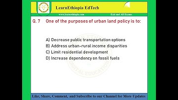 Urban land and property law | Model Exit Exam Questions for Urban Land Administration Exit Exam