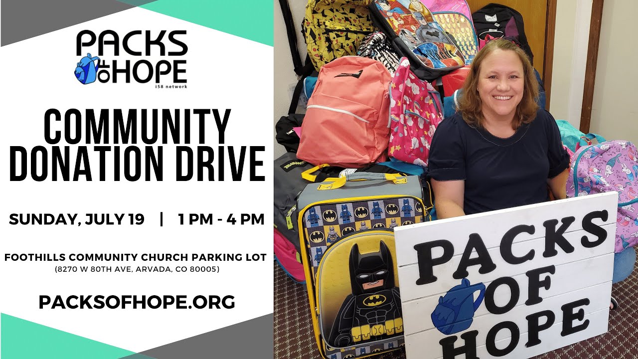 Community Donation Drive for Packs of Hope Sunday, July 19th YouTube