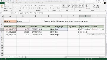 Excel Timesheet with Different Rates for Shift Work