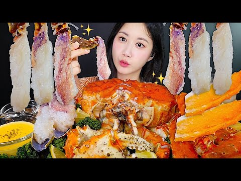 初めて見るタラバガニ3.3kg+生タラバガニ👀✨タラバガニのお刺身🧡 | 咀嚼音 | eating show | asmr mukbang korean