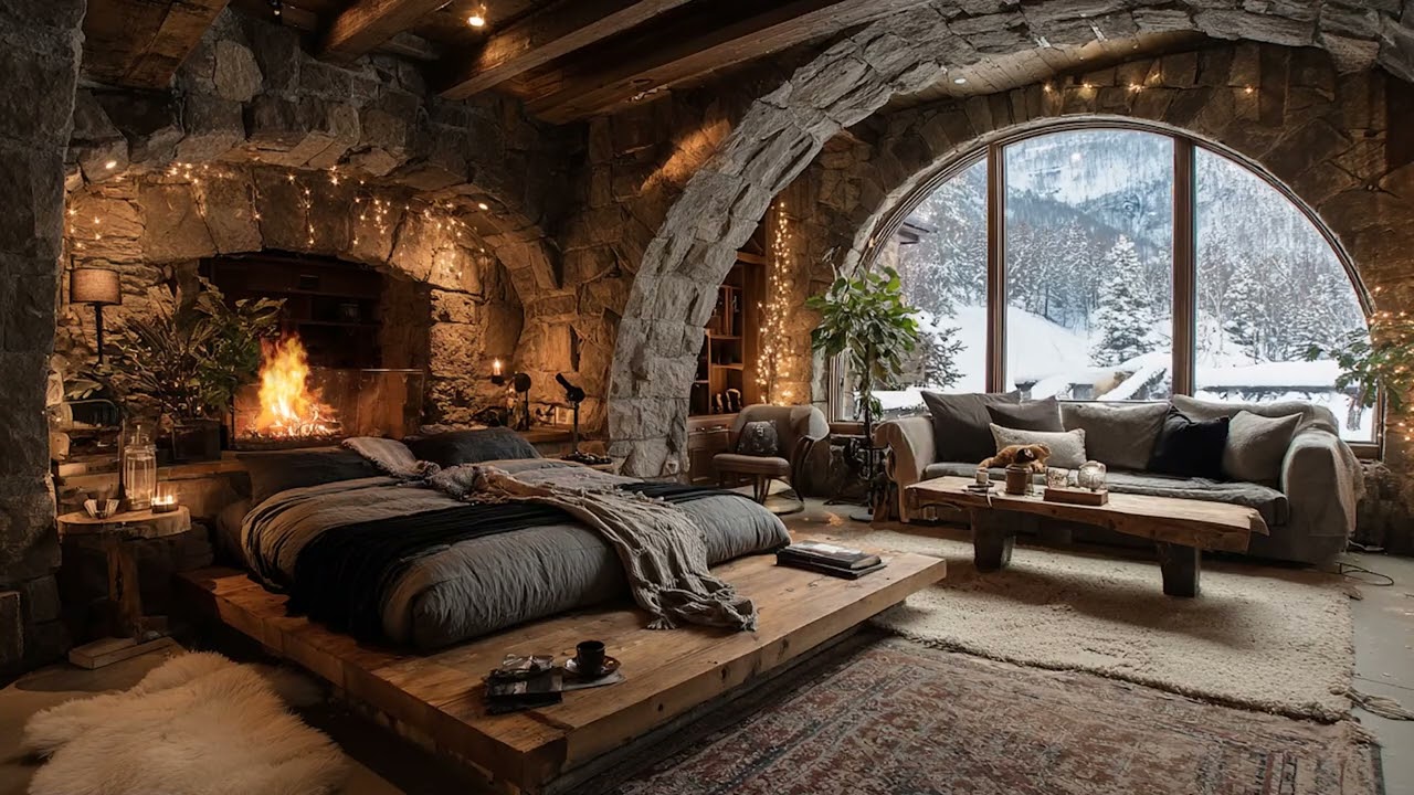 Warm  Fireplace 🔥 Soothing Instrumental  Music 🎄 Relaxing Holiday Ambience 2025