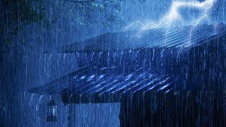 Sleep Instantly with Nature's Lullaby 💤 Heavy Rain on Tin Roof & Powerful Thunder at Night - ASMR