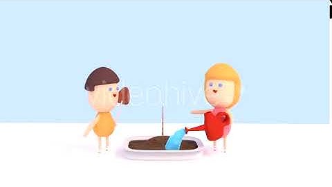 3D Cartoon Kids Watering Green Plants | Motion Graphics - Envato elements