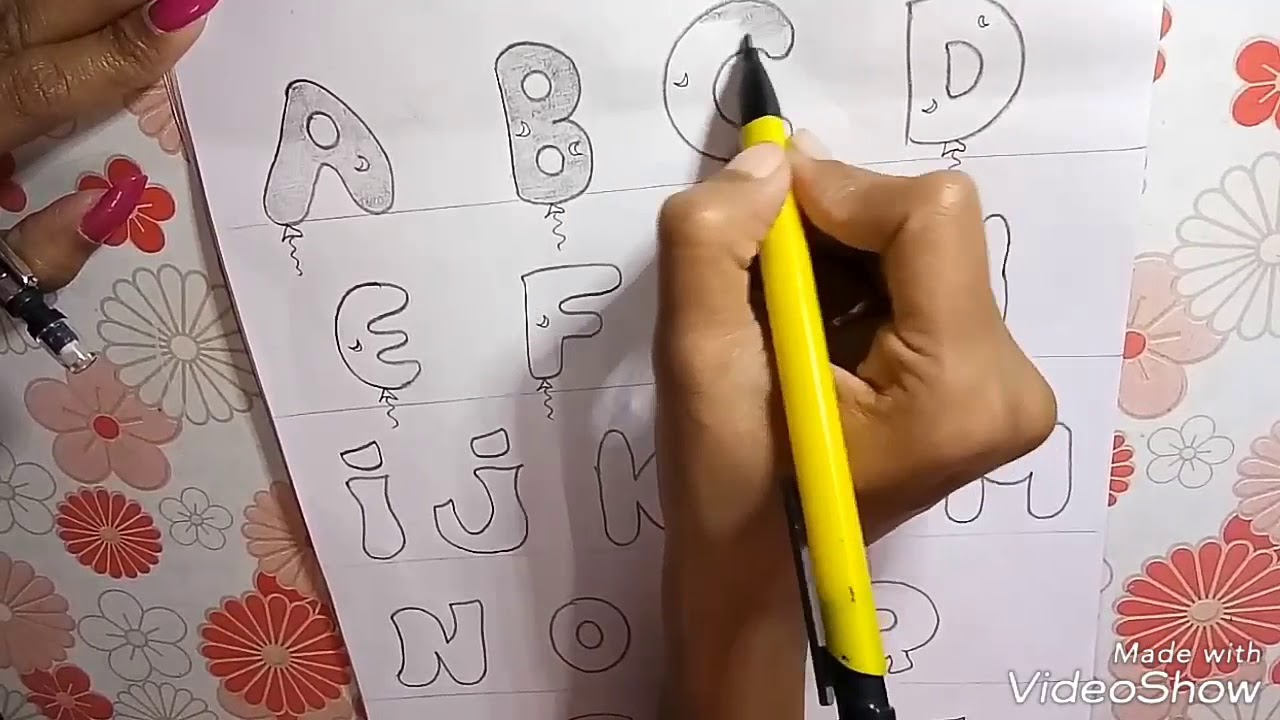 Balloon pattern calligraphy letters(A to Z) 🖋 - YouTube