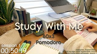 Study With Me 3 Hours | 60X3 POMODORO | Benimle 3 Saat Ders Çalış by Gizems MD 25,035 views 1 year ago 3 hours, 20 minutes