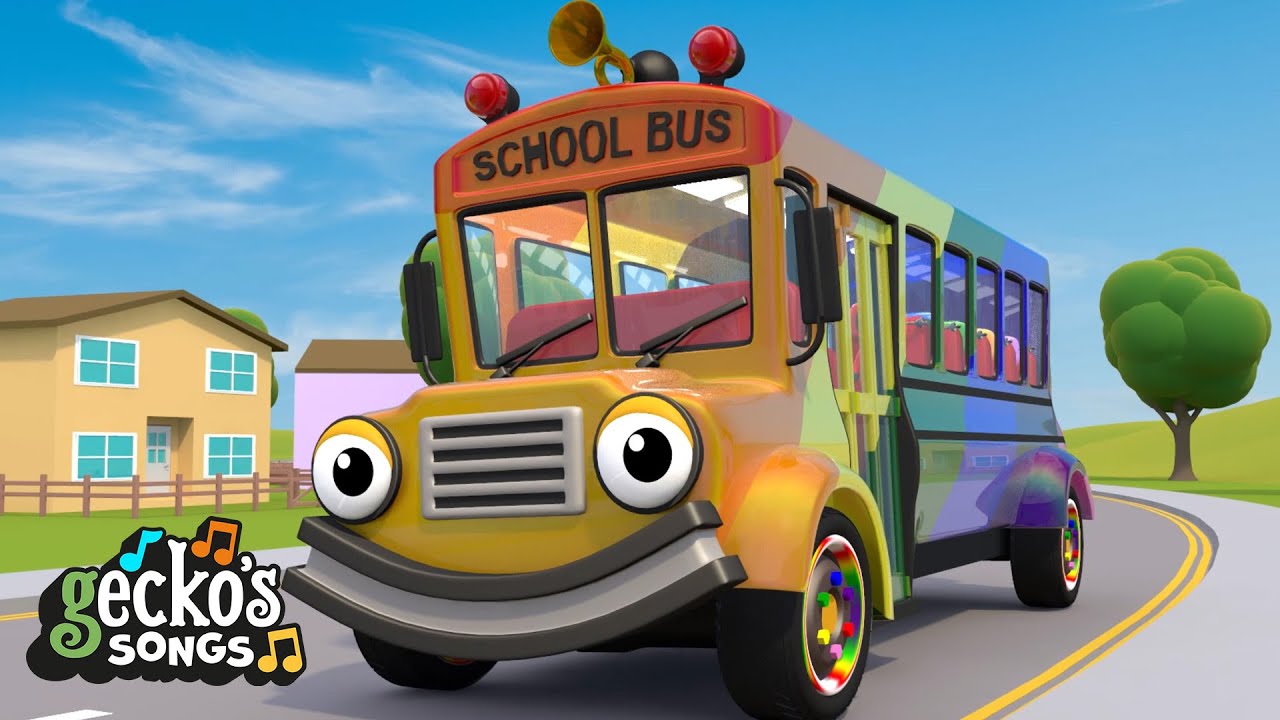 Wheels On The Rainbow Bus Song Gecko's Garage Songs｜Kids Songs｜Trucks