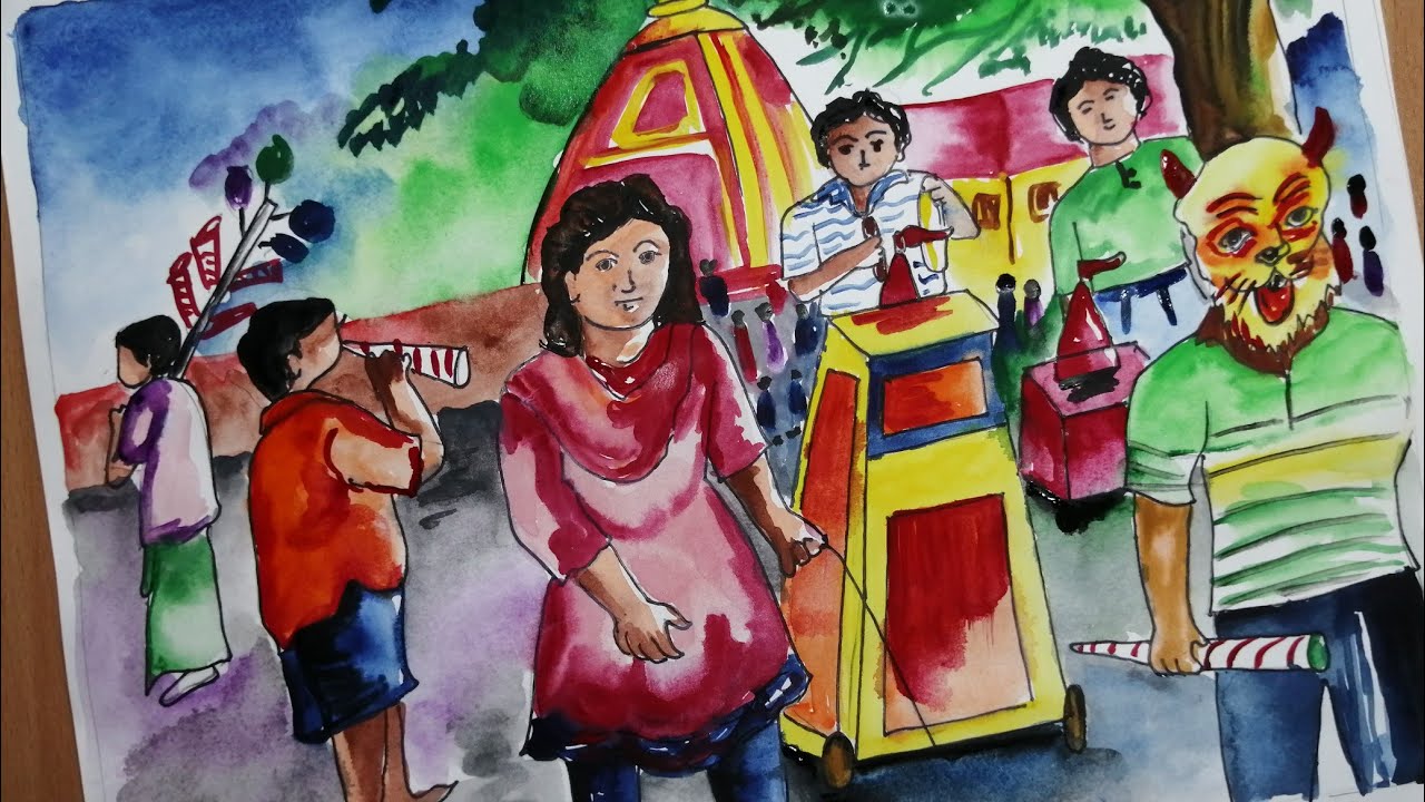 Easy Puri Jagannath rath yatra mela drawing The Chariot Festival Of