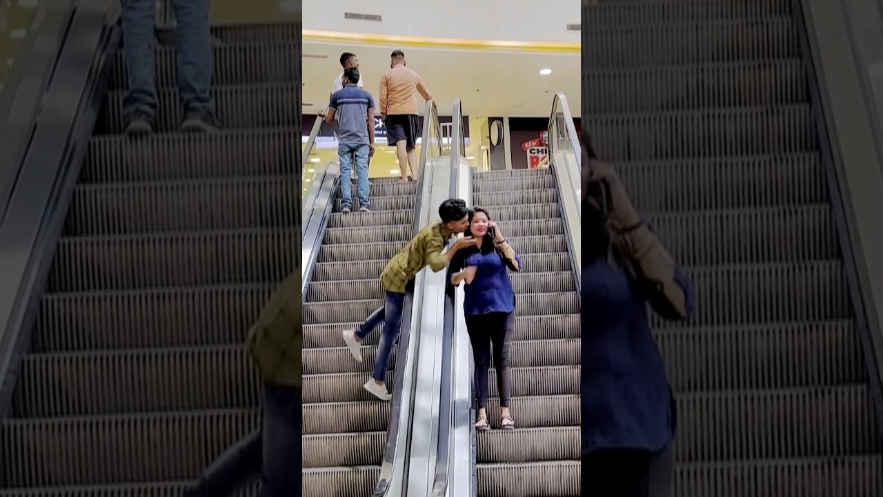 Hot kiss Prank  On Escalator  short  youtubeshorts  shortsfeed  girls  escalatorprankinindia  yt