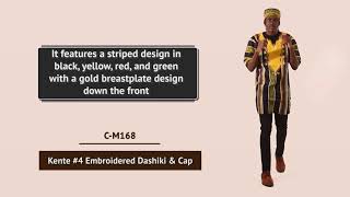 Kente #4 Embroidered Dashiki & Cap