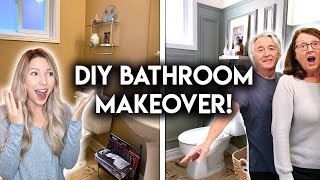 EXTREME SMALL BATHROOM MAKEOVER | DIY WALL MOULDING