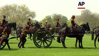 Gun salute at Hyde Park to celebrate Queen Elizabeth II's 92nd birthday