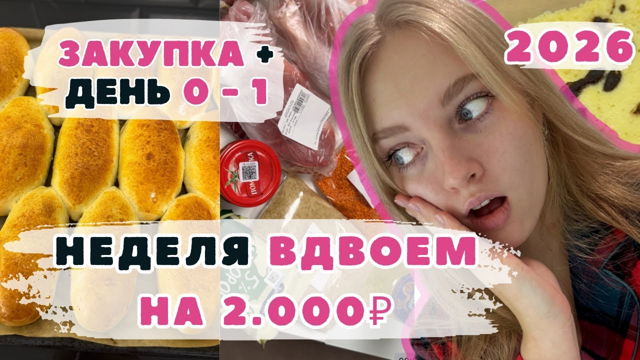 Неделя ВДВОЕМ на 2000₽. День 0-1. Эксперимент ВЫЖИВАНИЕ. Закупка продуктов. Пирожки с картошкой.
