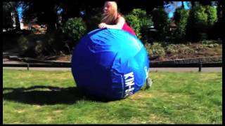 Norwegian Blonde Chick And Big, Blue Ball