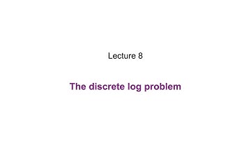 8: The discrete log problem