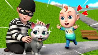The Sneaky Thief and the Kitten 🐱😱 | Police Rob Adventure Song | Rosoo Nursery Rhymes &amp; Kids Songs