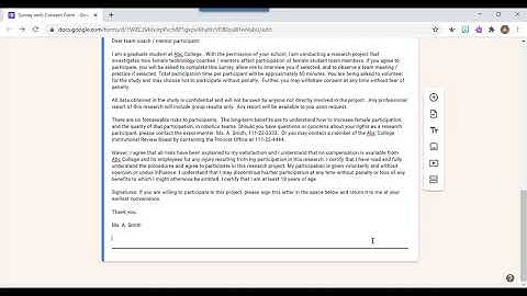 Creating a Google Form Survey with a Consent Letter