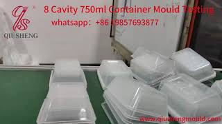 8 Cavity 750ml Food Container Mould Testing | High-Speed Thin Wall Injection Mould