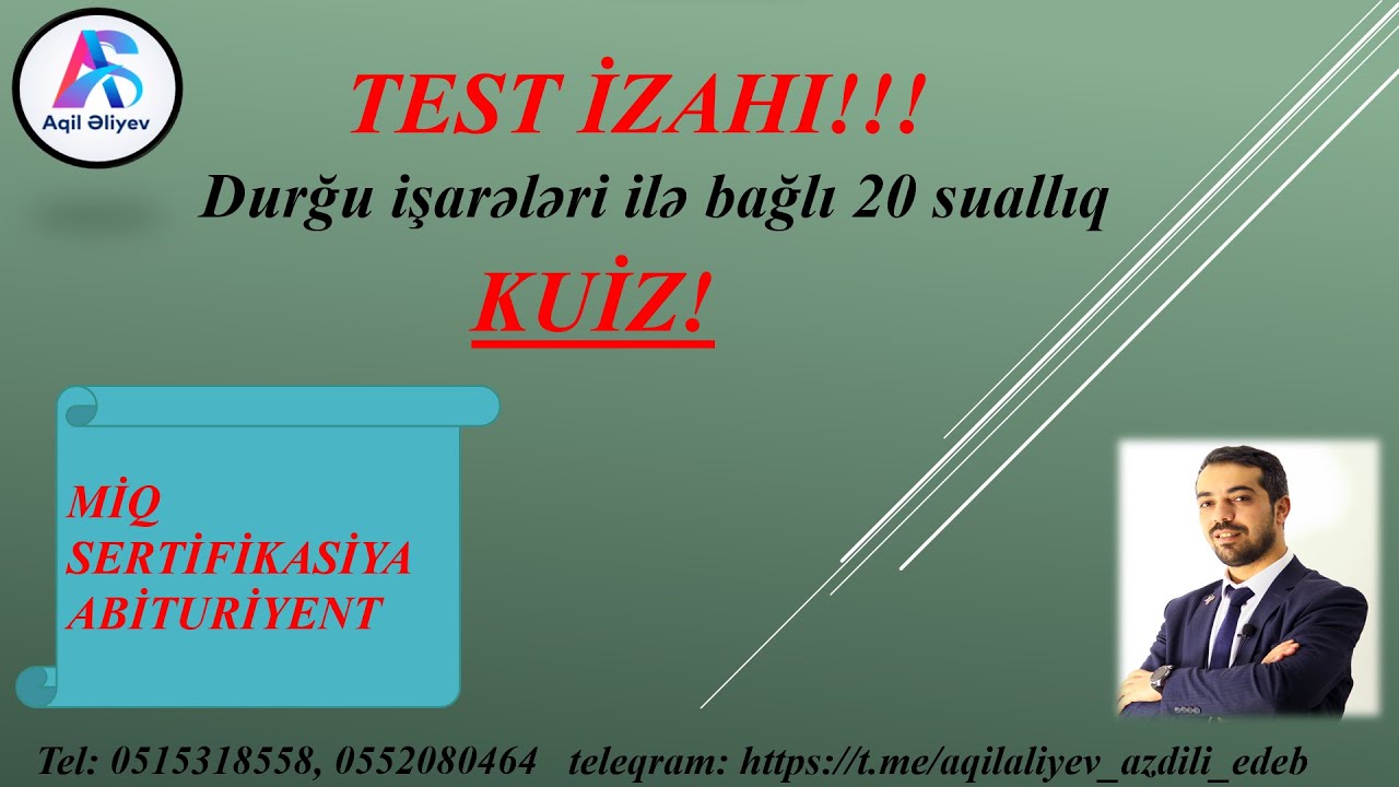 TEST İZAHI. Mövzu: Durğu işarələri. Müəllim: Aqil Əliyev.