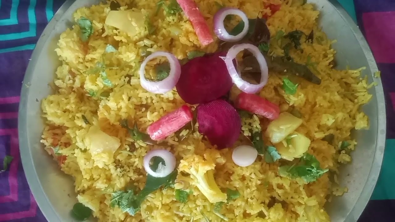 Veg Pulaoव्हेज पुलाव 😋खाने के लिए तैयार है 15 से 20 मि. 