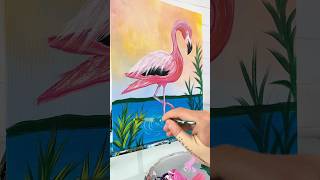 Beginner flamingo painting idea! 🎨🦩#acrylicpainting #beginner #tutorials #flamingo #howto