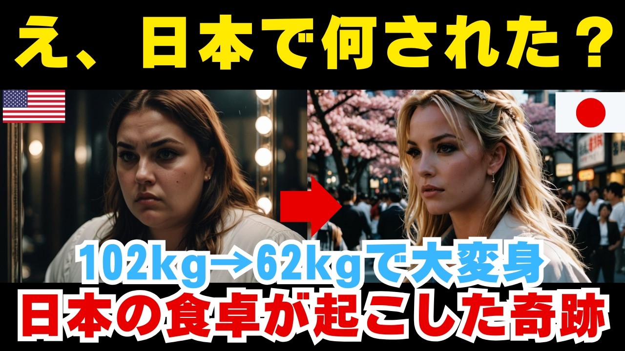 【海外の反応】「別人すぎて娘と気づかなかった」102キロのアメリカ人が日本の食卓でたった120日で別人になった奇跡に世界が涙【日本称賛】