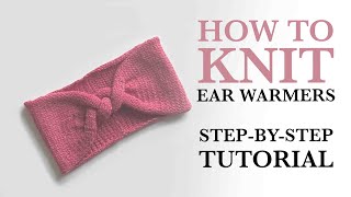 How to knit ear warmer, step by step beginner Knitting tutorial Free Knitting pattern. Model PIPPI 4